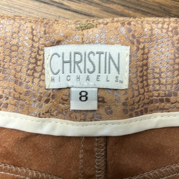 New no tags Christin Michaels faux snakeskin pants, size 8 - Picture 3 of 4